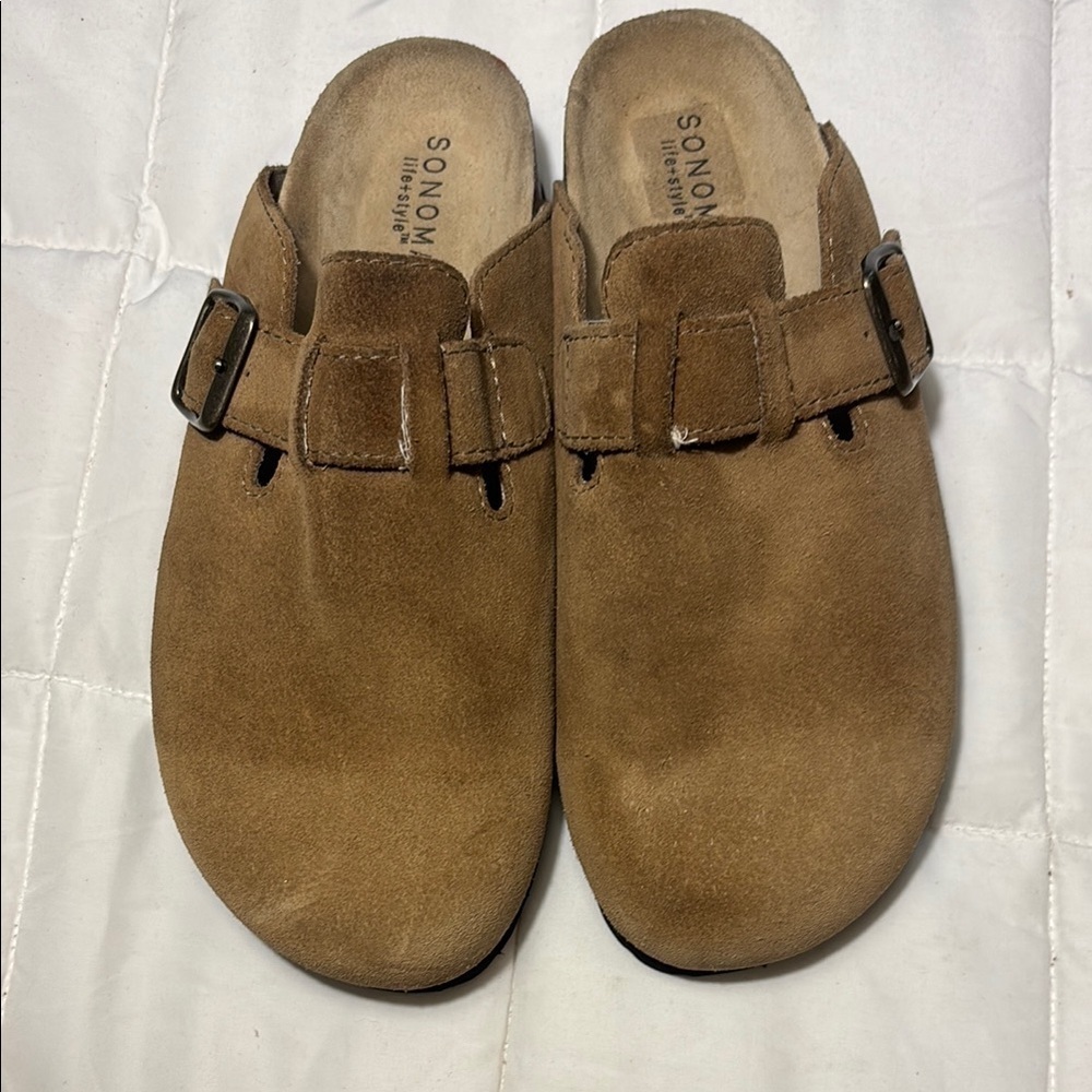 Sonoma Goods For Life® Waterford Tan Suede Clogs - Picture 3 of 9